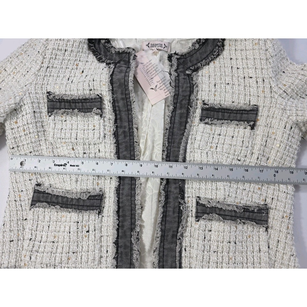Nanette Lepore Boucle Tweed Blazer Jacket Ivory Black NWT Size Small - Picture 12 of 13